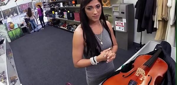  Pawnshop babe sucking owner for better deal